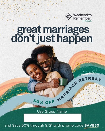 Marriage Champion Social Media - printable: group name fillable - great marriages don't just happen - half off marriage retreat, Weekend to Remember®_thumbnail_1