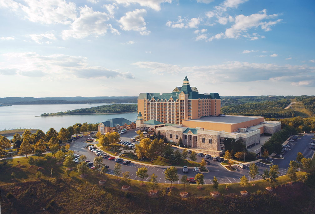 An aerial view looking down on the Chateau on the Lake Resort Spa and Convention Center in Branson, Missouri, a location of FamilyLife's Weekend to Remember® marriage retreat event