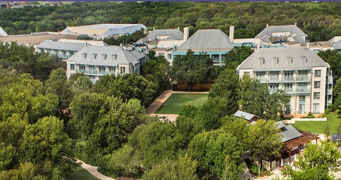 An aerial view of the San Antonio Hyatt Regancy Hill Country Resort, one of the locations for the Weekend to Remember® marriage retreat