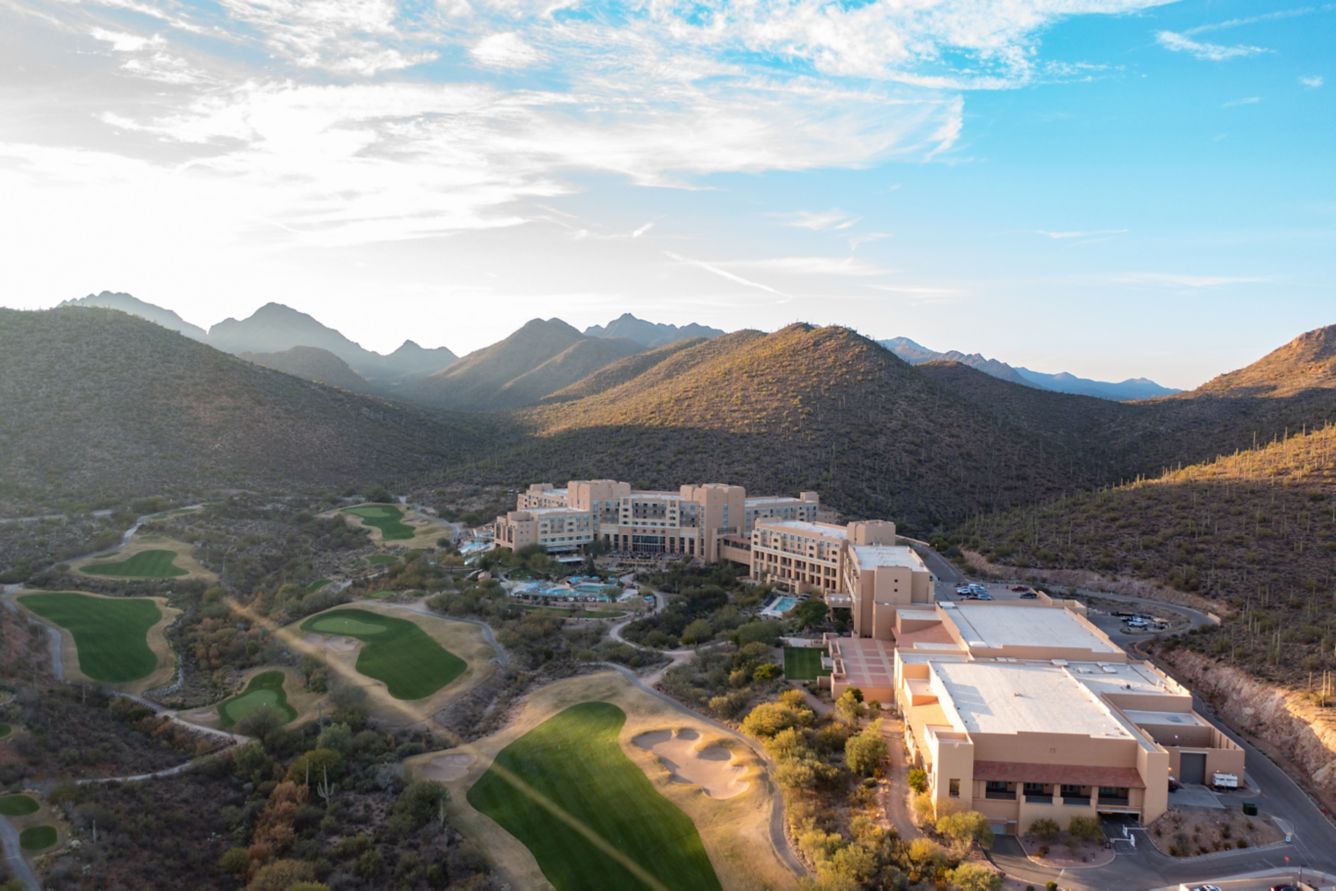 An aerial view of the beautiful JW Marriott Tucson Starr-Pass Resort Spa in Tucson, Arizona, a location of FamilyLife's Weekend to Remember® marriage retreat event
